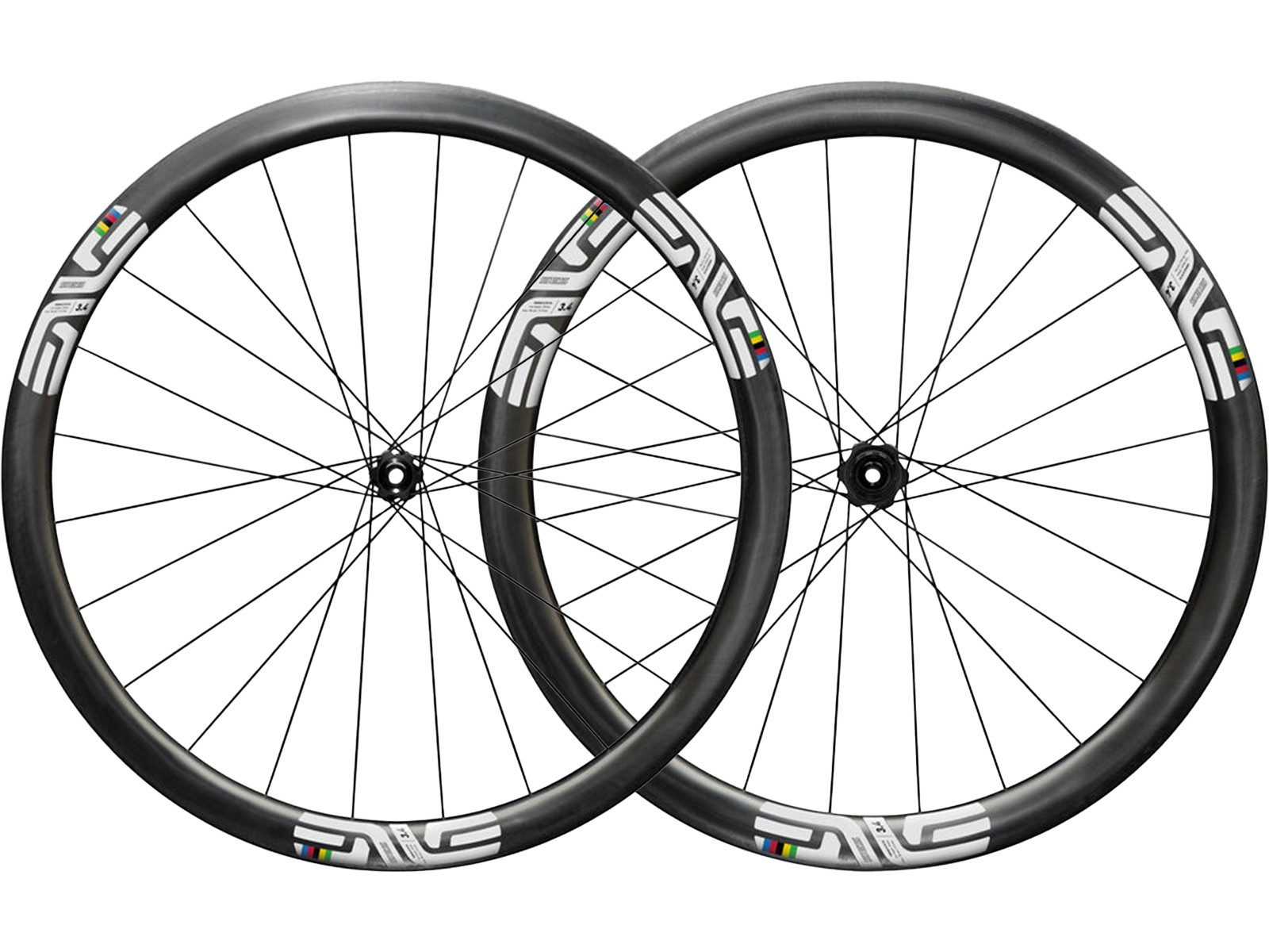 enve-ses-34-world-champion-3943mm-carbon-road-wheels-disc-tubeless-2024-2025.jpg Roues de route en carbone Enve SES 3.4 Champion du monde 39/43 mm, sans chambre à air, pour freins à disque, saison 2024-2025 – Image 1